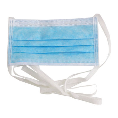 Biru Putih Medis Gunakan Masker Wajah Non Woven 3ply Dengan Tie On
