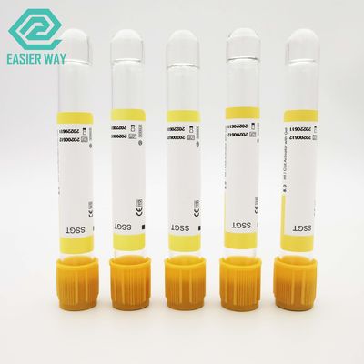 активатор сгустка крови геля поставок собрания крови 13x75mm с желтой крышкой для теста сыворотки