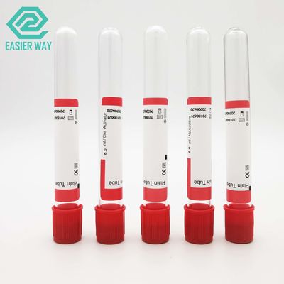 13x75mm 10ml وکیوم جمع آوری خون لوله ساده لوله قرمز کلاه پرو انعقاد